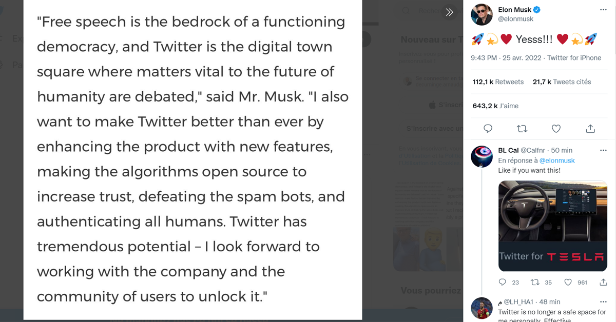 Elon Musk a dépensé 44 milliards de dollars pour acheter Twitter.